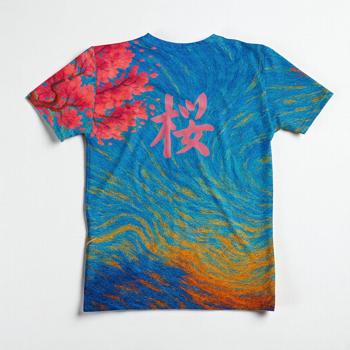 Camiseta de mujer Sakura japonesa, espalda, con kanji sakura , flor de cerezo