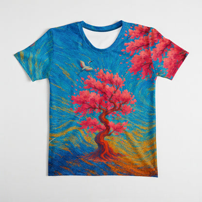 Camiseta de mujer Sakura japonesa, frontal plana