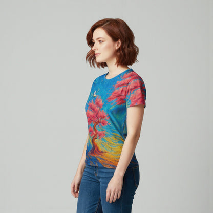 Camiseta de mujer Sakura japonesa, lado izquierdo, modelo