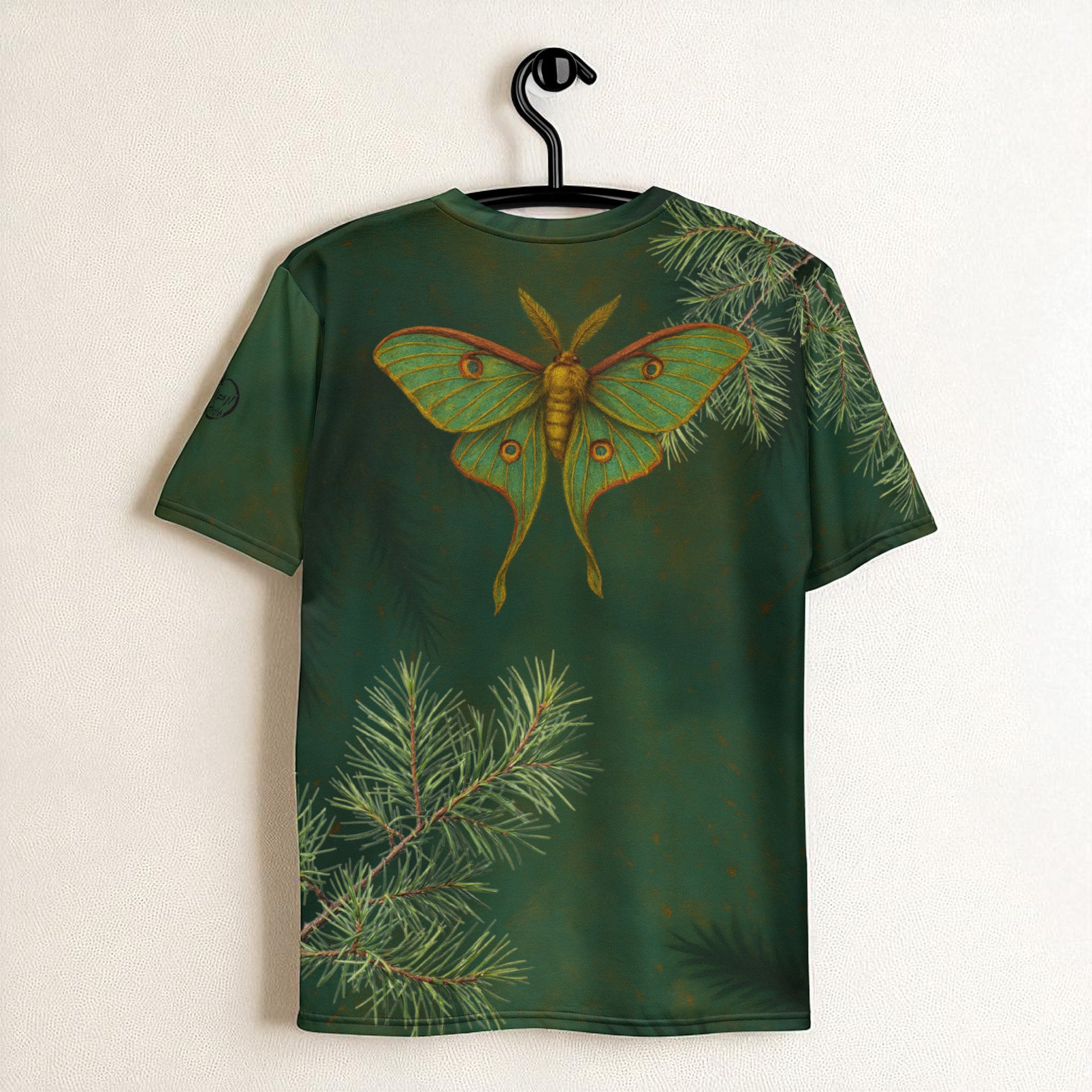 Camiseta polilla verde diseño de espalda