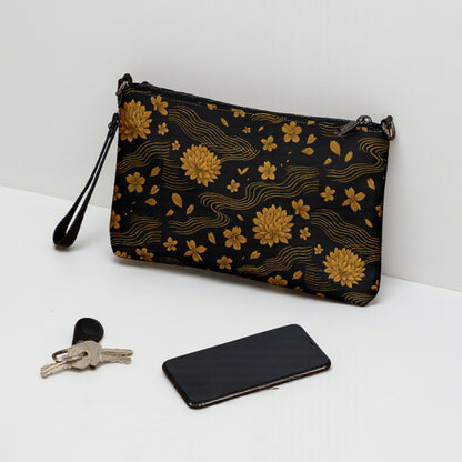 Bolso Crisantemos en flatlay junto a móvil y llaves, tamaño de referencia