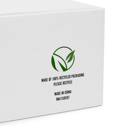 Detalle en caja de Sello producción consciente embalaje ecológico