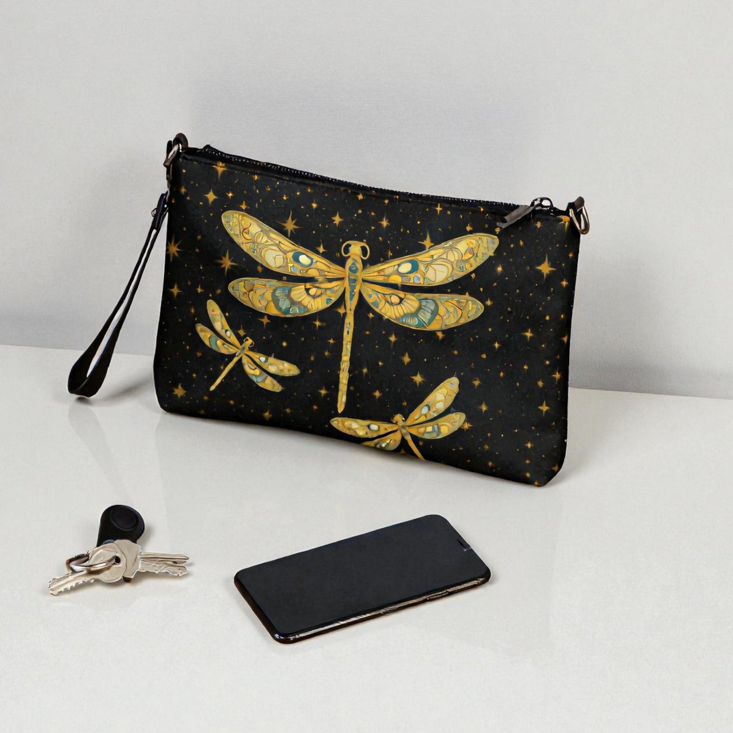 Dragonfly detalle dimensiones en mesa con llaves y teléfono