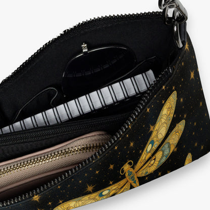 Interior del bolso Dragonfly con cierre de cremallera y bolsillos