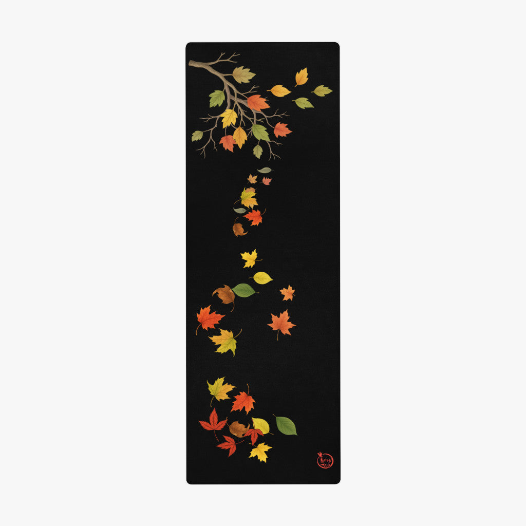 Esterilla de yoga otono vista completa desde arriba