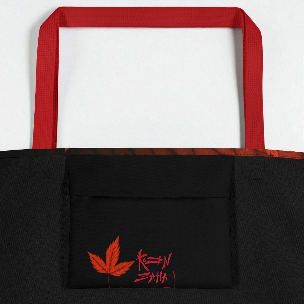 Bolso tote La mirada del Dragón detalle bolsillo interior  asas rojas