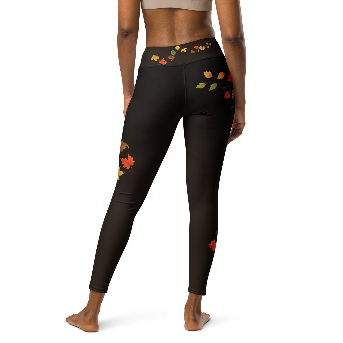 Leggings de yoga otoño vistos desde atrás detalles