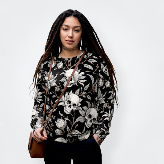 Sudadera craneos y flores modelo mujer