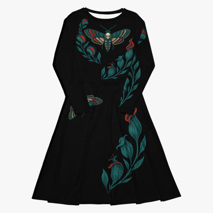 Vestido midi negro Blue and Black Moth vista frontal 