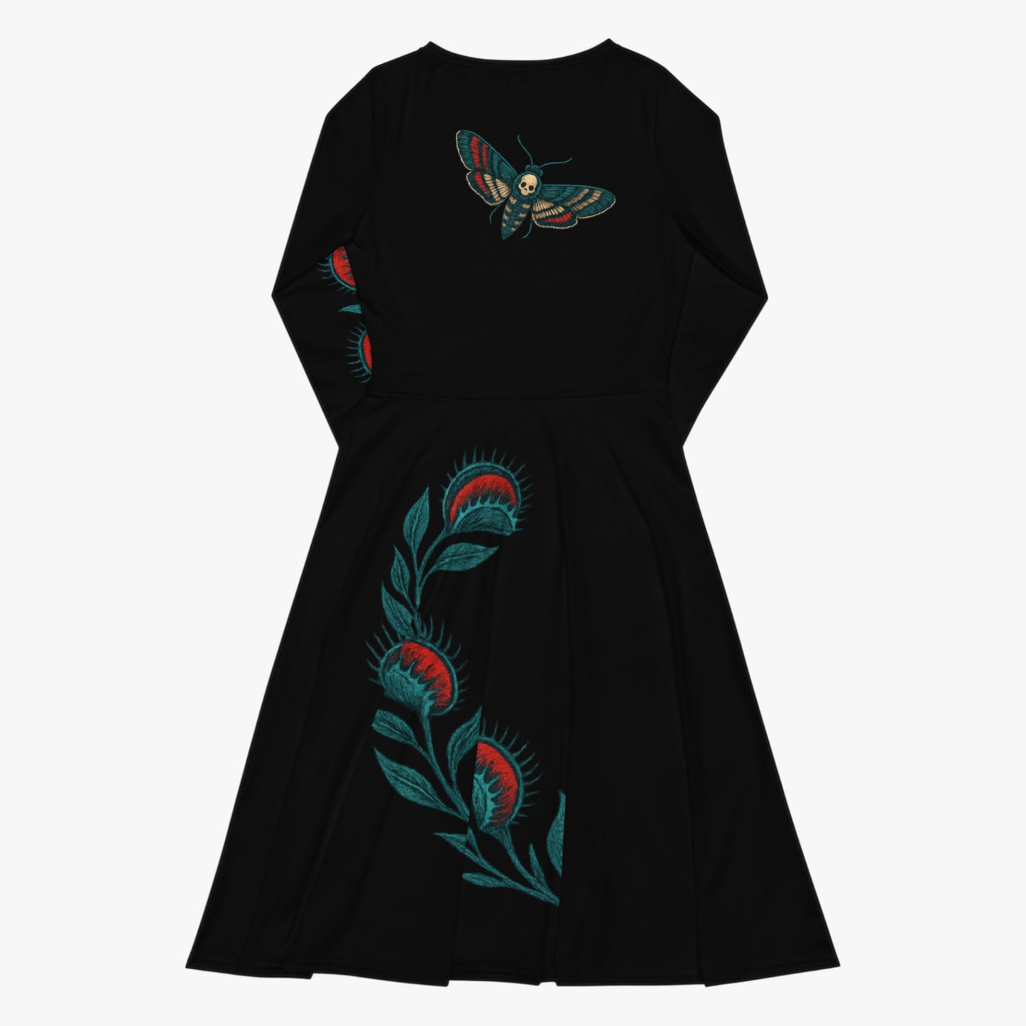 Vestido midi negro Blue and Black Moth vista trasera 