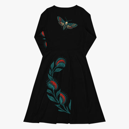 Vestido midi negro Blue and Black Moth vista trasera 