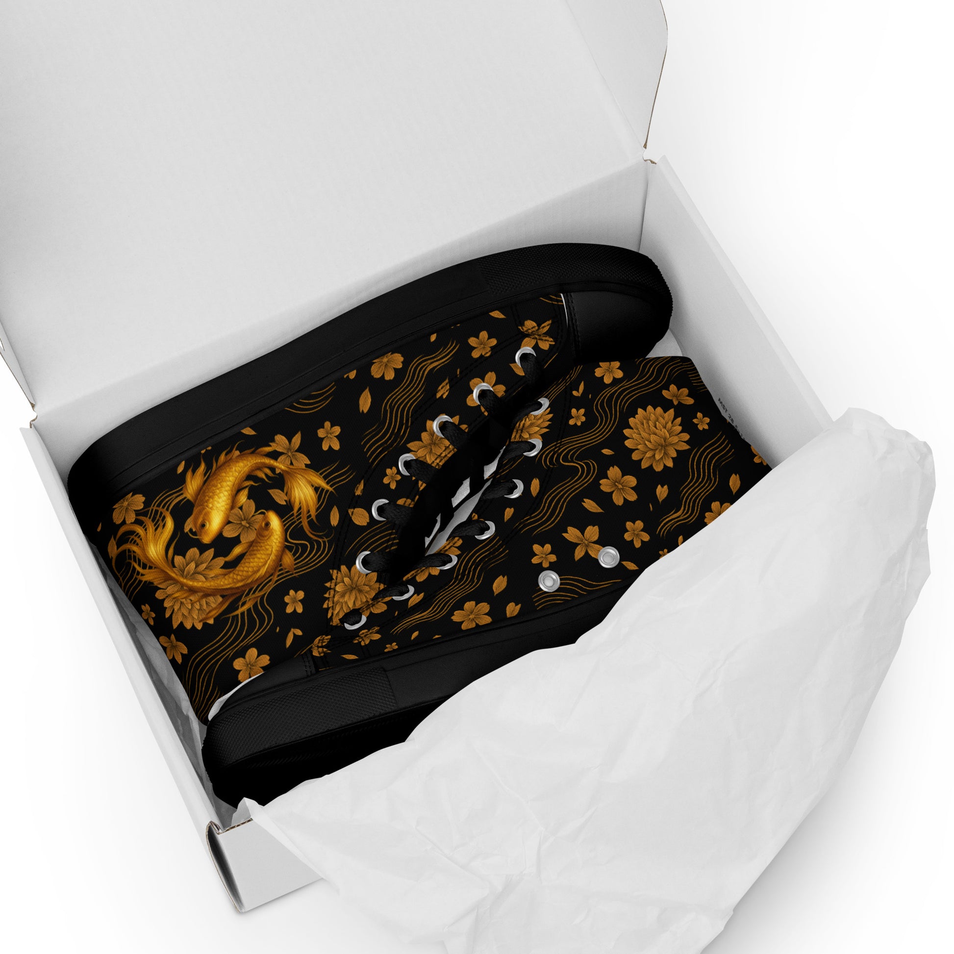 Zapatillas altas mujer Golden Koi vista con caja