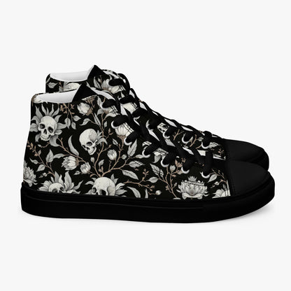 Zapatillas altas mujer con calaveras y flores iado derecho exterior