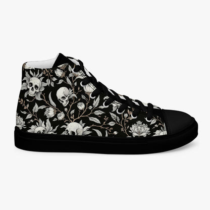 Zapatillas altas mujer con calaveras y flores lado interior