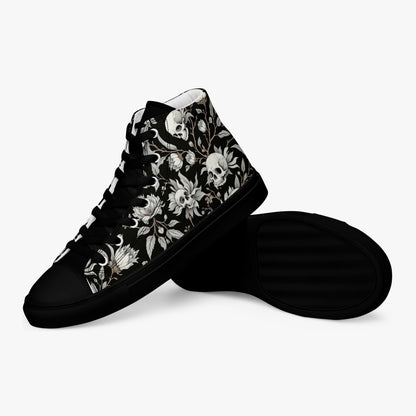 Zapatillas altas mujer con calaveras y flores vista de suela
