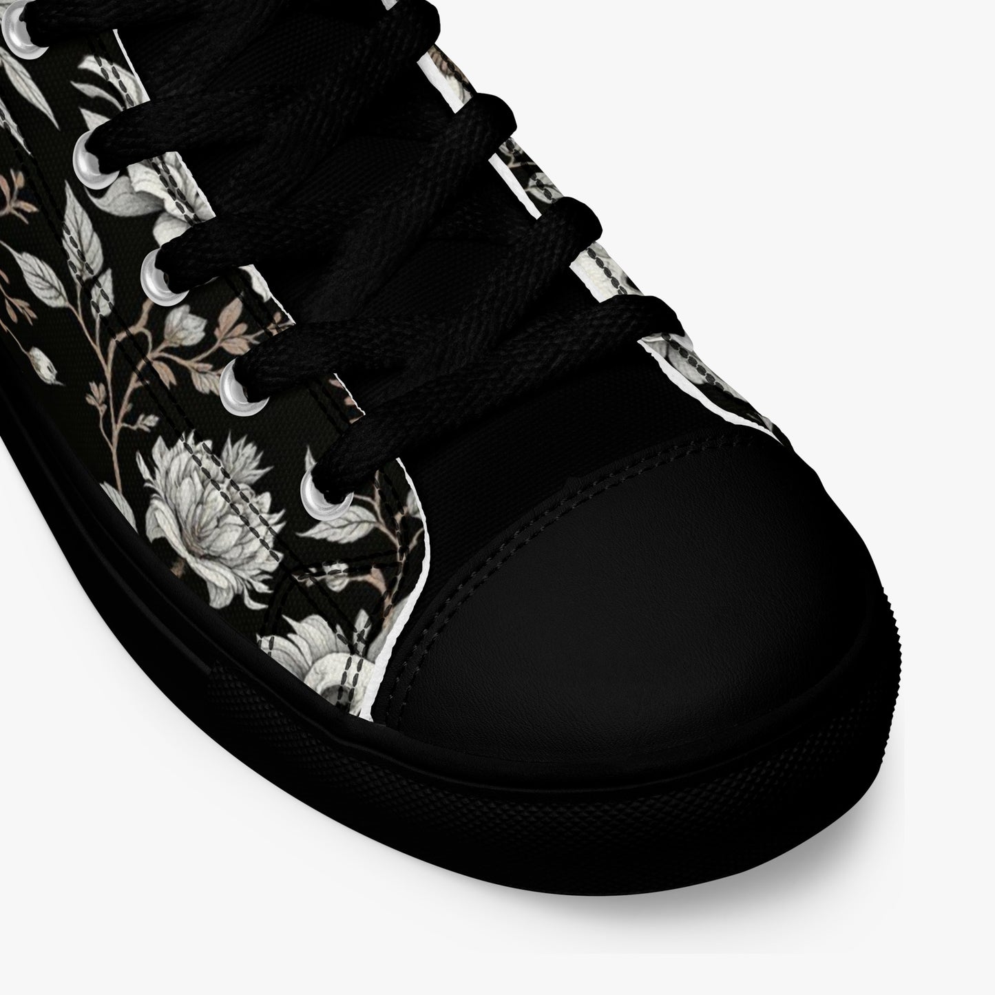 Zapatillas altas mujer con calaveras y flores vista detalle 