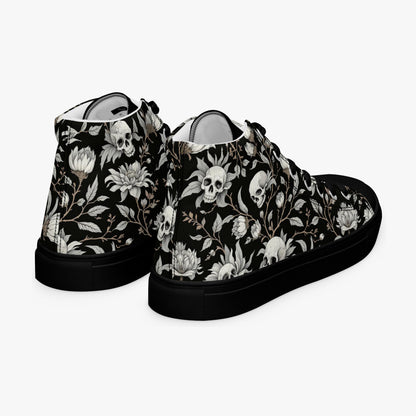 Zapatillas altas mujer con calaveras y flores vista posterior