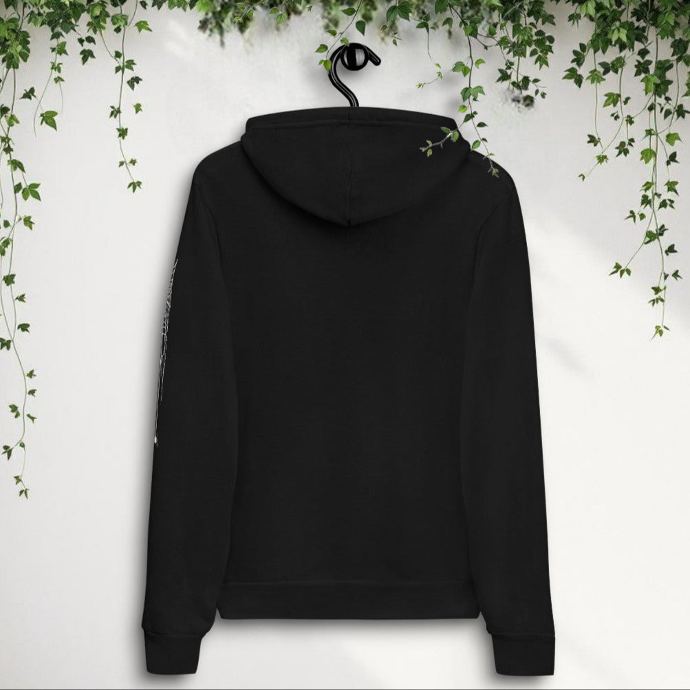 Sudadera negra Bruja vista trasera con capucha sin estampado