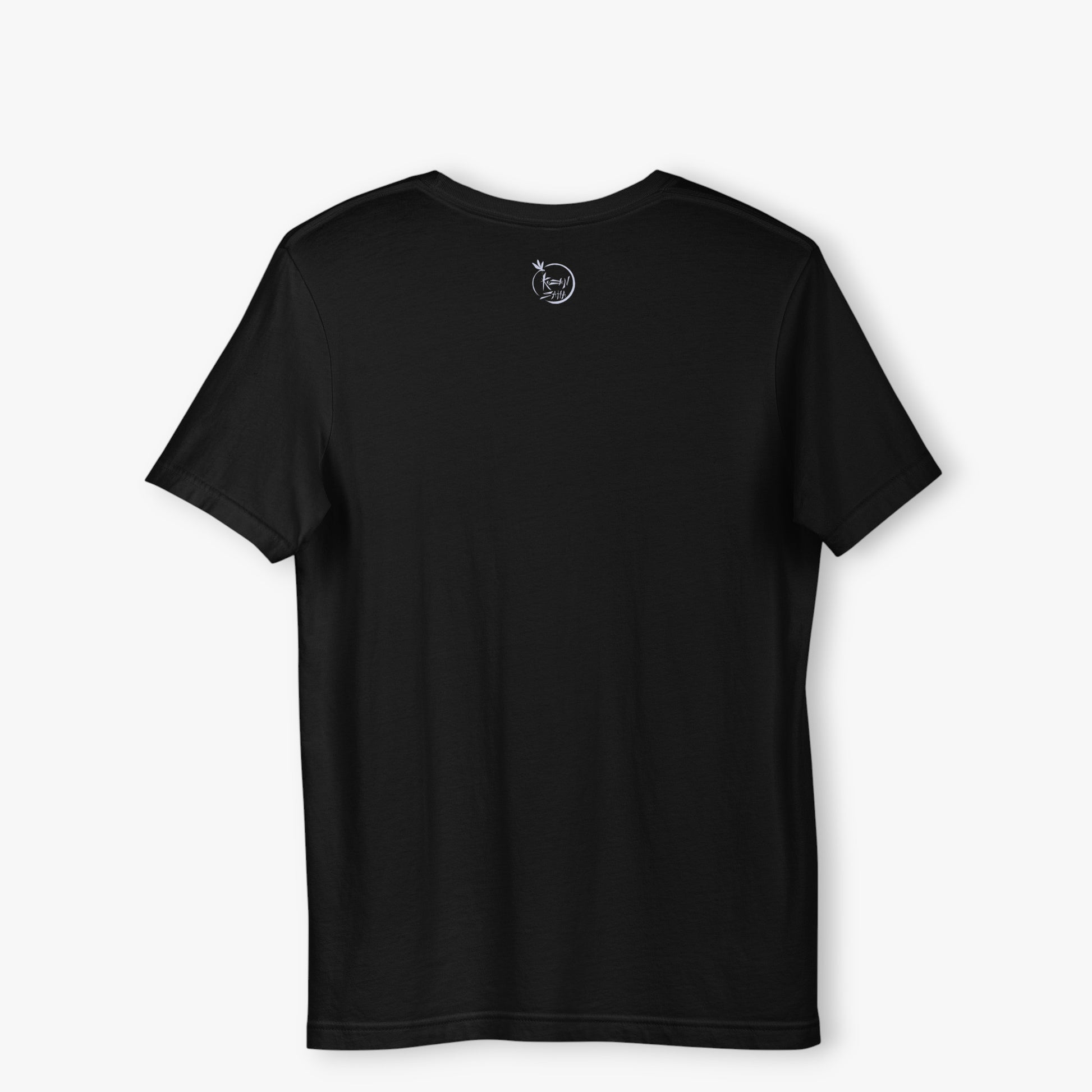 Camiseta eco unisex “¿Por qué estás de negro? Por si te mueres” vista de logo Kuzen Saha espalda