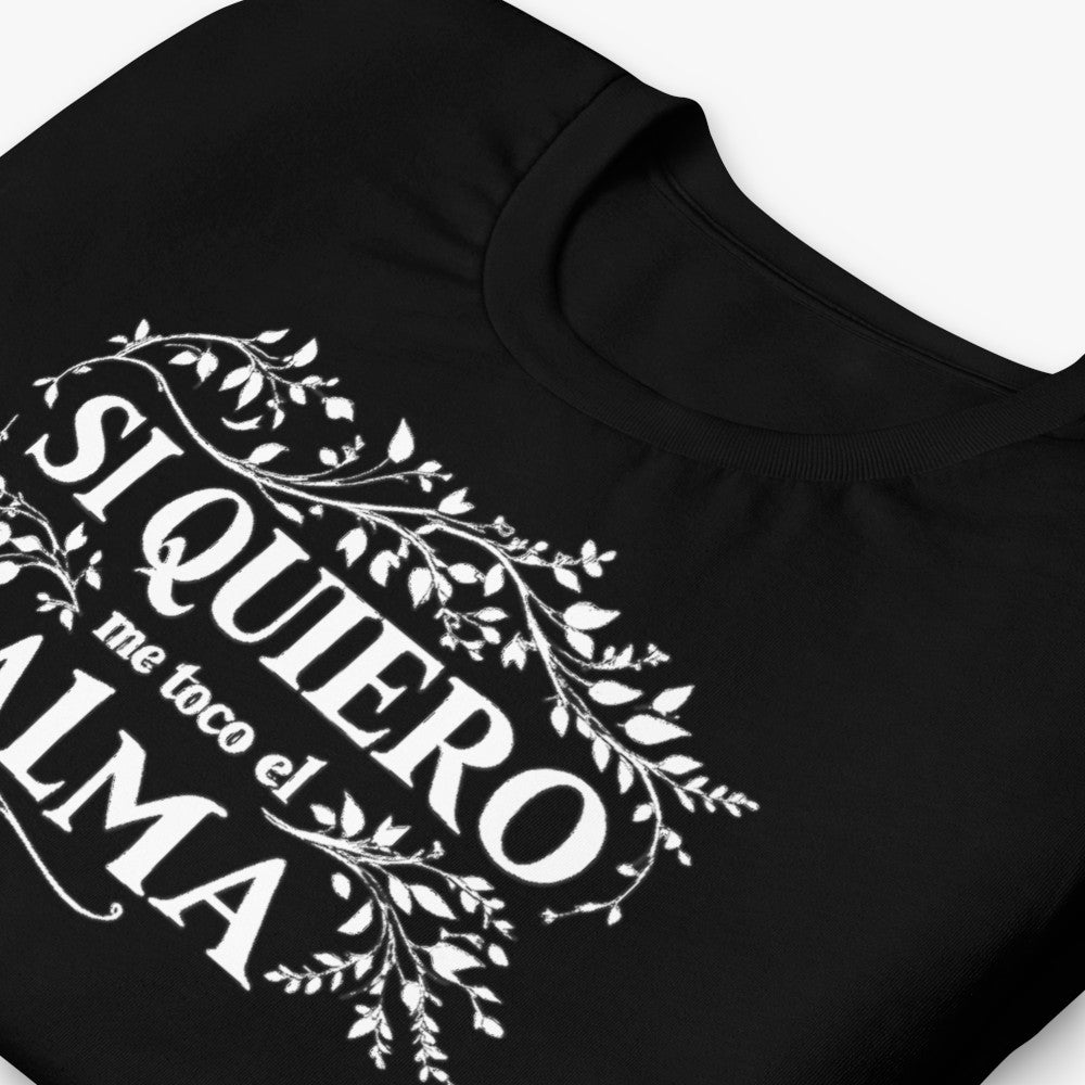 camiseta si quiero negra detalle letras