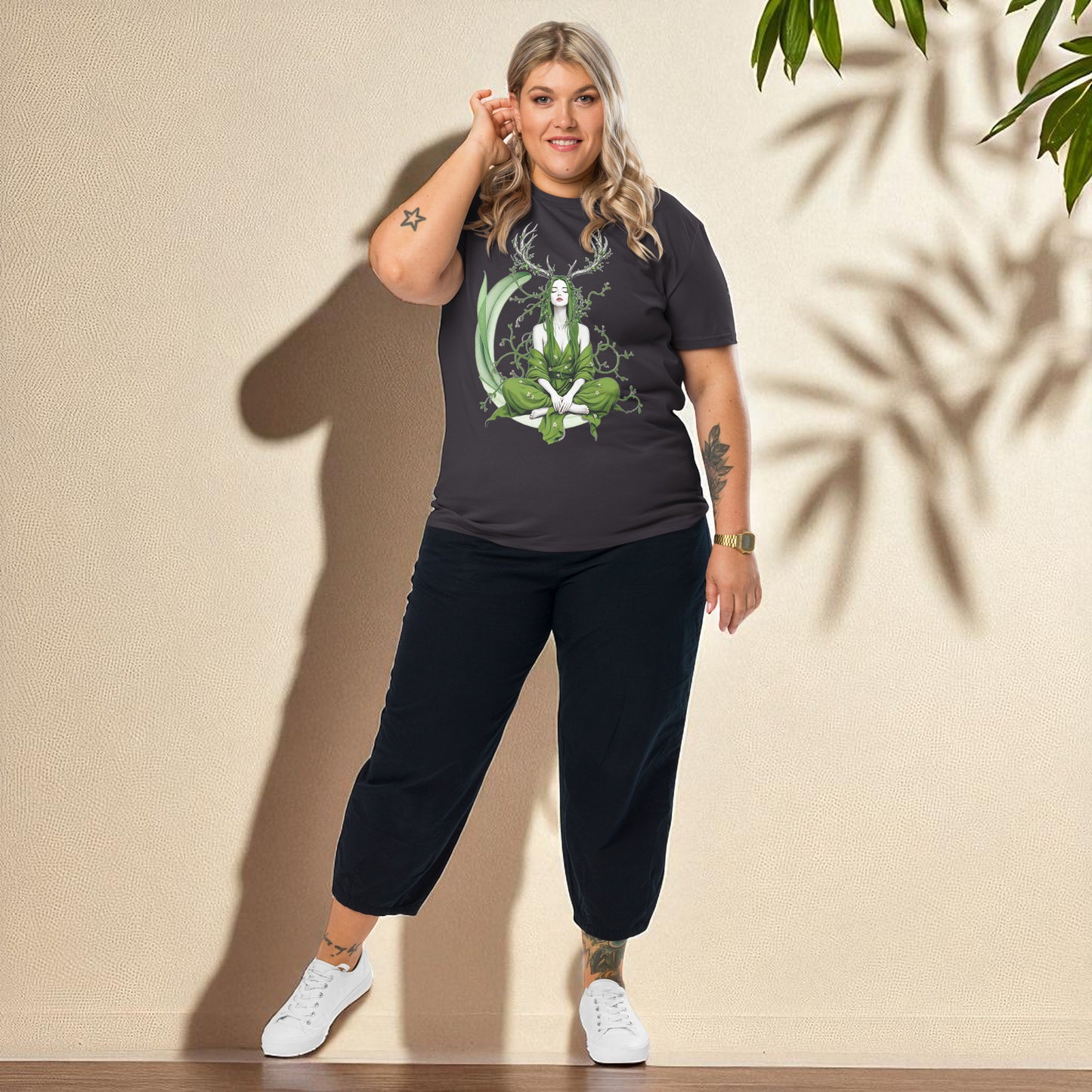 Camiseta Madre Natura antracita jaspeada mujer