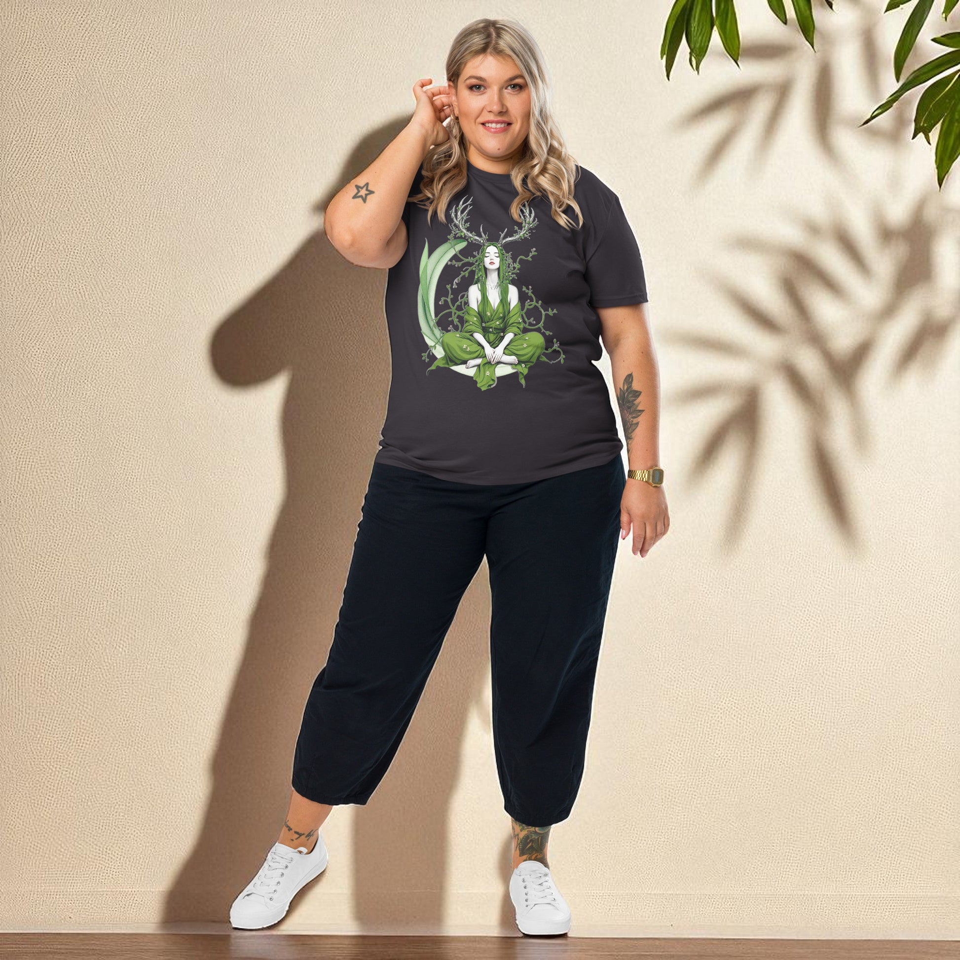 Camiseta Madre Natura antracita jaspeada mujer