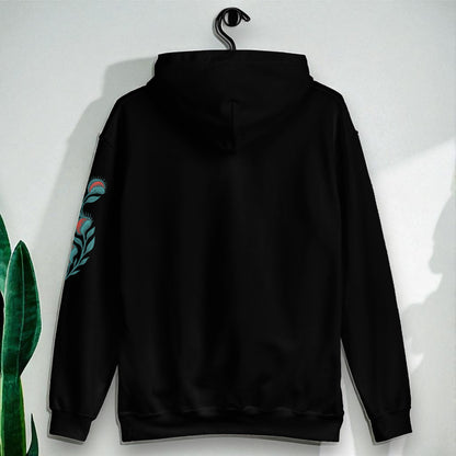 Sudadera con capucha blanca polilla calavera en percha vista trasera