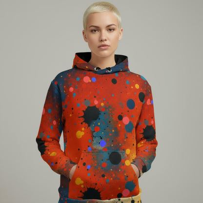 Modelo de frente con sudadera con capucha estampada Umbral con manos en el bolsillo.