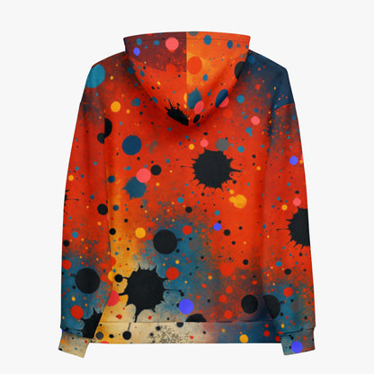 Sudadera con capucha Umbral vista por detrás con estampado en toda la espalda.