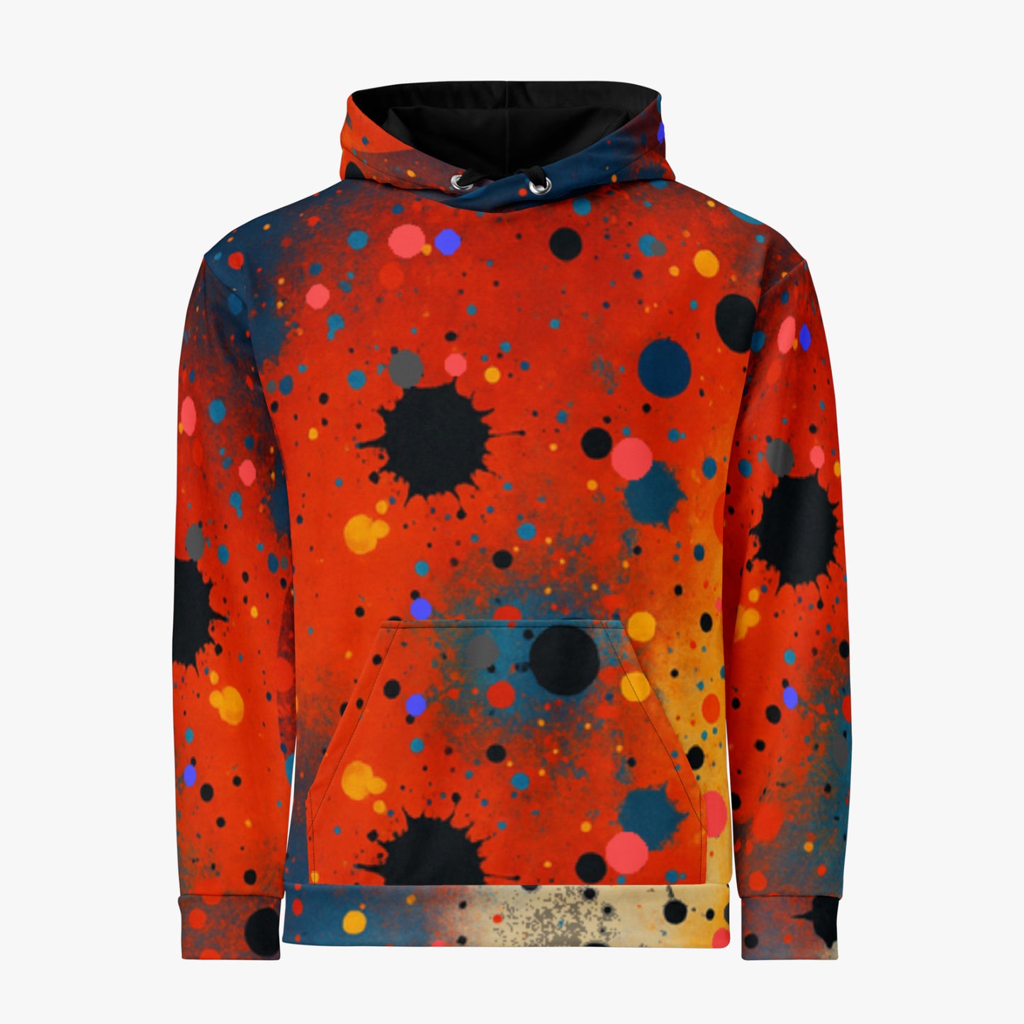 Sudadera con capucha Umbral colocada  de frente mostrando el diseño completo.