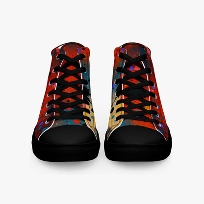 Zapatillas altas de mujer Umbral colocadas de frente mostrando cordones y puntera negra.